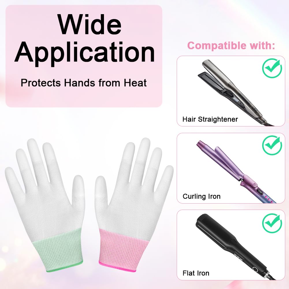 2 Paires Gants Résistants à la Chaleur, Gants de Protection Thermique pour la Coiffure, Gants Thermorésistants avec Doigts en PU, pour Fers à Friser, Lisseurs et Fers à Boucler