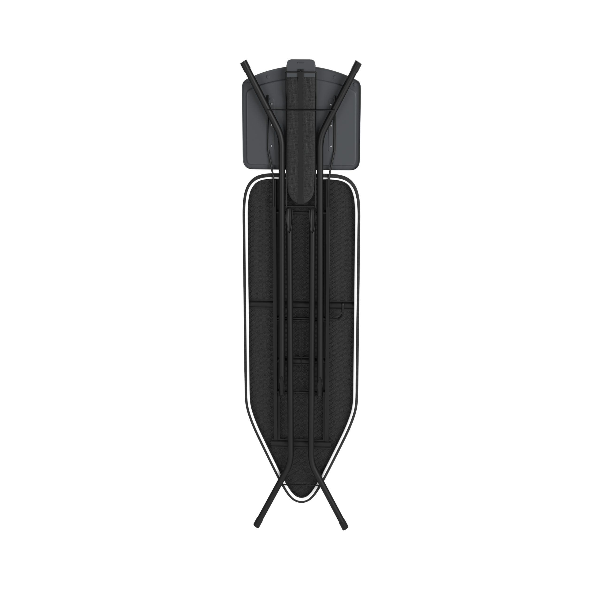 Bügelbrett – Mit Dampfbügelstation-Ablage – 122x38 cm – Stabil und standfest – Höhenverstellbar – Luxuriöses Bügelerlebnis – Farbe: Schwarz