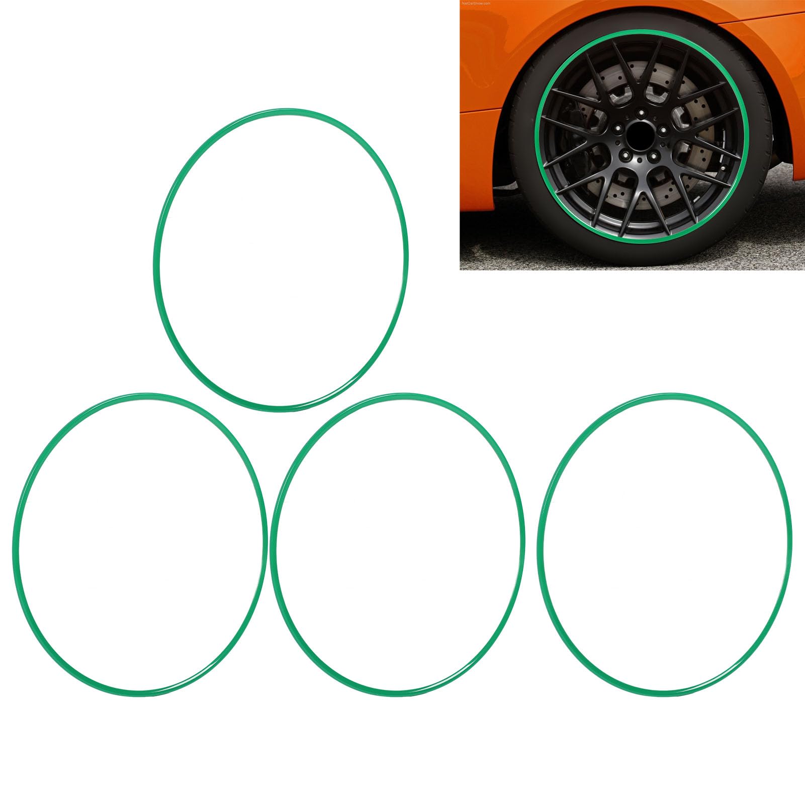 Protecteur de Jante, Protecteur de Roue ABS avec 4 Pièces de Protection de Roue pour Moyeu de Roue de Voiture 19 Pouces (Green)