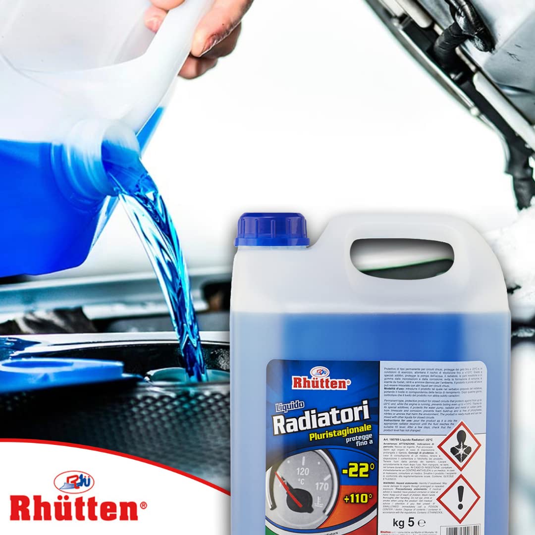 Liquido Radiatori -22°C, Liquido Permanente Tradizionale Blu a Base Glicolica, 5Kg