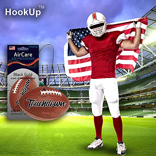 Football Hanging Car Air Freshener By Hookup - 4 Pack Of Black Gold Scent | Fresh & Unique Accessory Or Gift With Long Lasting Fresheners Smell For Car, Sports Bag, Locker, Office, Closet, Rv & Boat #TOP6