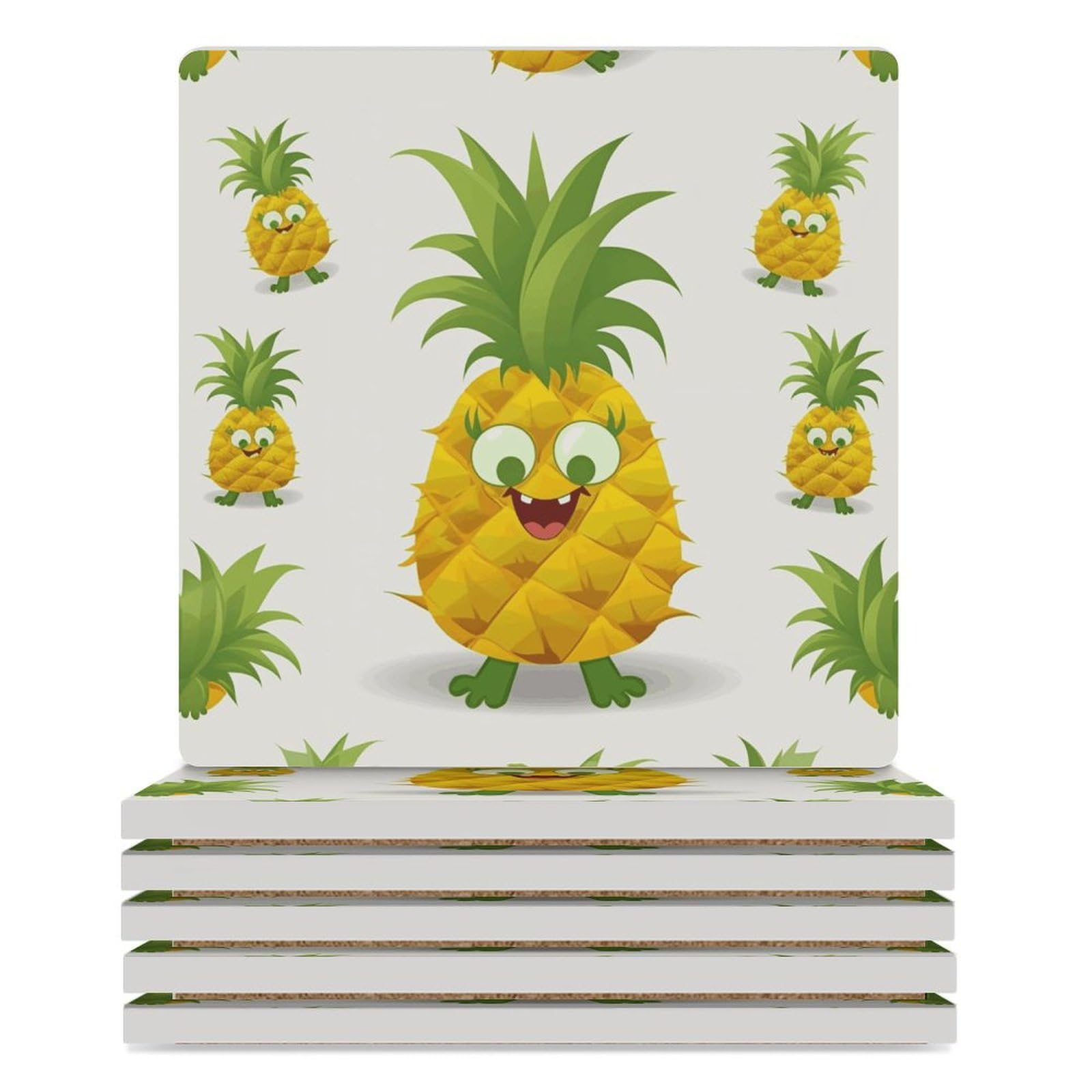 Dessous de verre céramique motif ananas, cadeau idéal pour pendaison de crémaillère