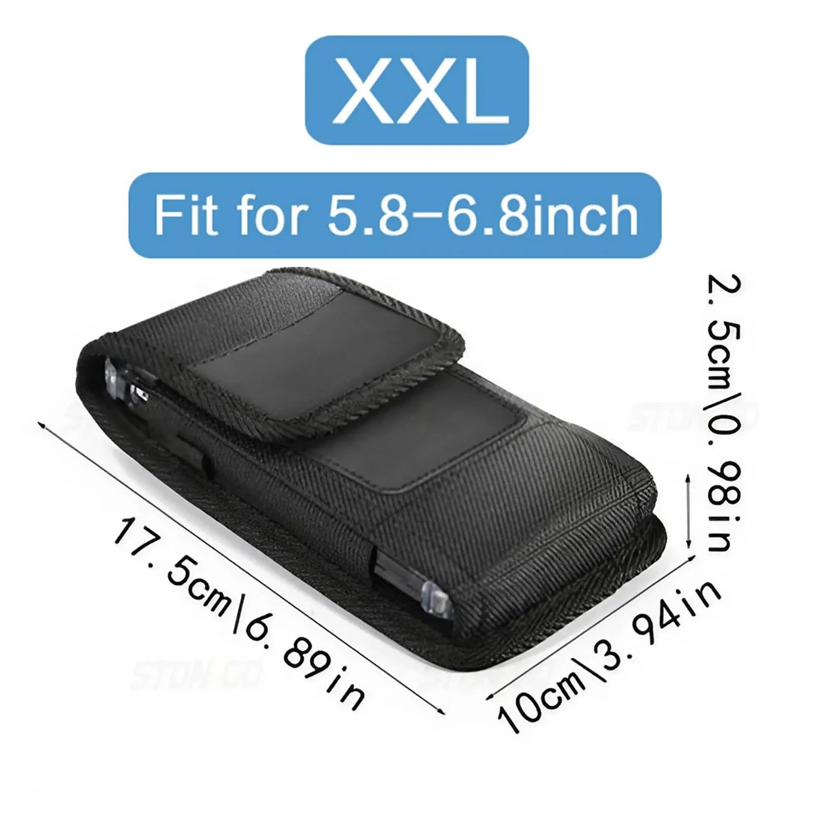 3.5-6.8inch Phone Nylon Pouch Cell Belt Clip Carrying Holster Case Waist Bag for für Wandern, Camping(XXL)