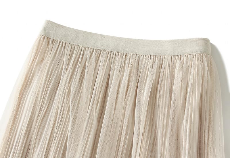 Long Pleated Skirts for Women Elastic High Waist Tulle Flowing Skirt Fairy Midi Skirts Trendy3