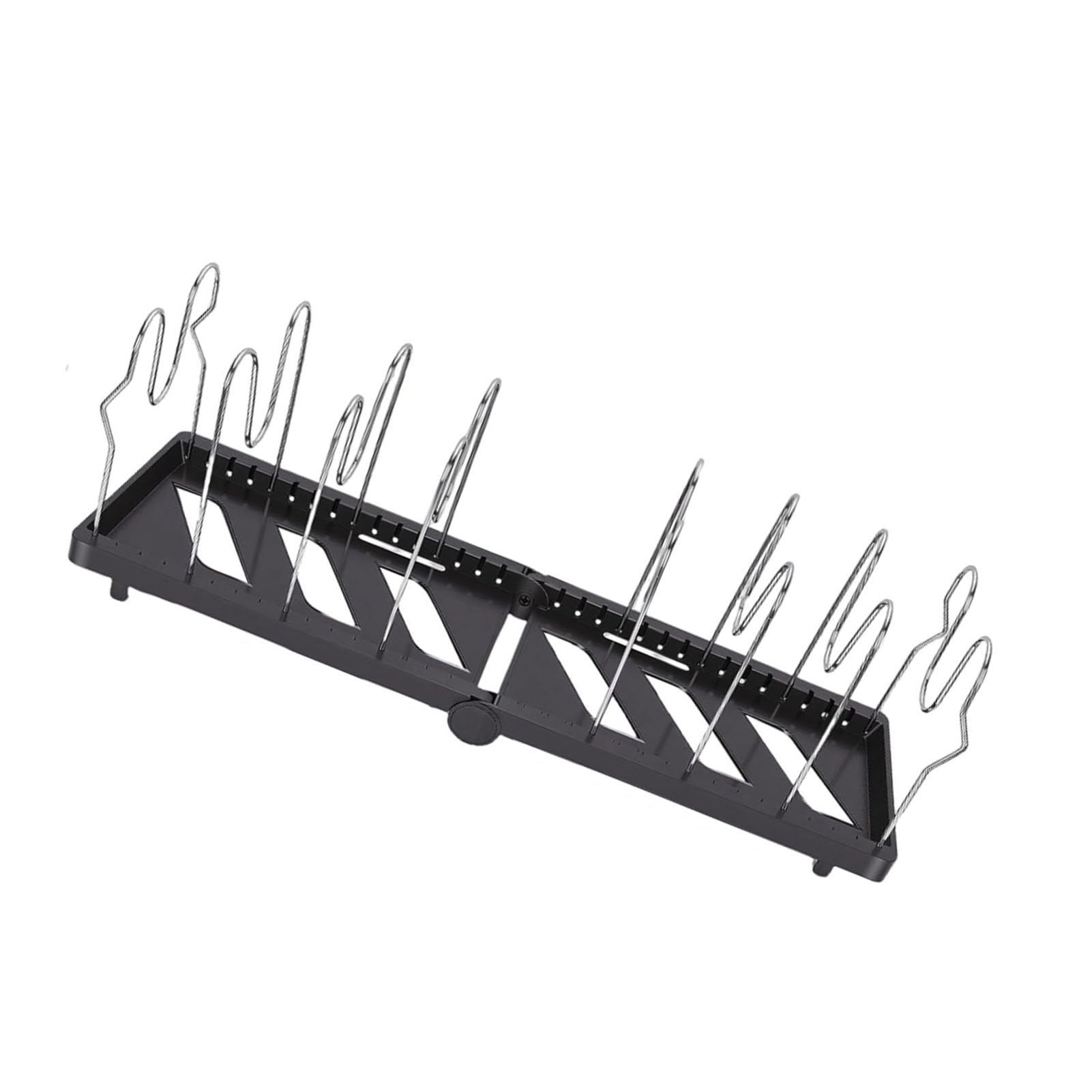 banapoy Organizador de Ollas y Sartenes Debajo del Gabinete, Estante Plegable para Almacenamiento de Ollas y Sartenes con 8 Divisores Ajustables de Acero Inoxidable, Estante para Tapas de para (BLACK)