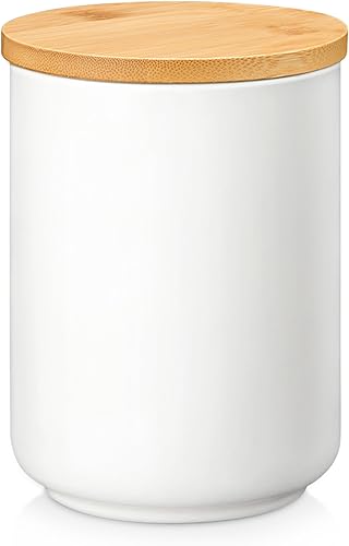 MALACASA Recipiente de café de porcelana, tarro de café con tapa hermética de bambú, contenedor de azúcar, tarro de almacenamiento de alimentos para
