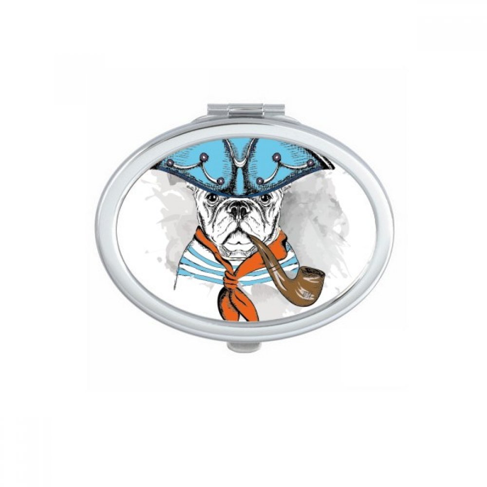 Cadeau multicolore mignon : miroir ovale compact avec illustration aquarelle de chien