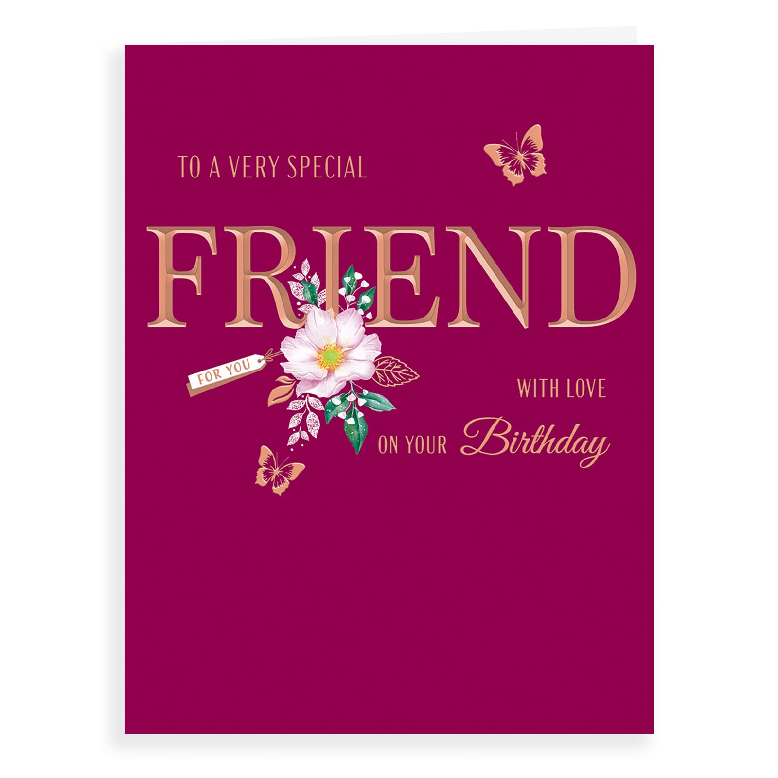 Classic Birthday Card Flower on deep red - 8 x 6 inches - Avant Garde Studios