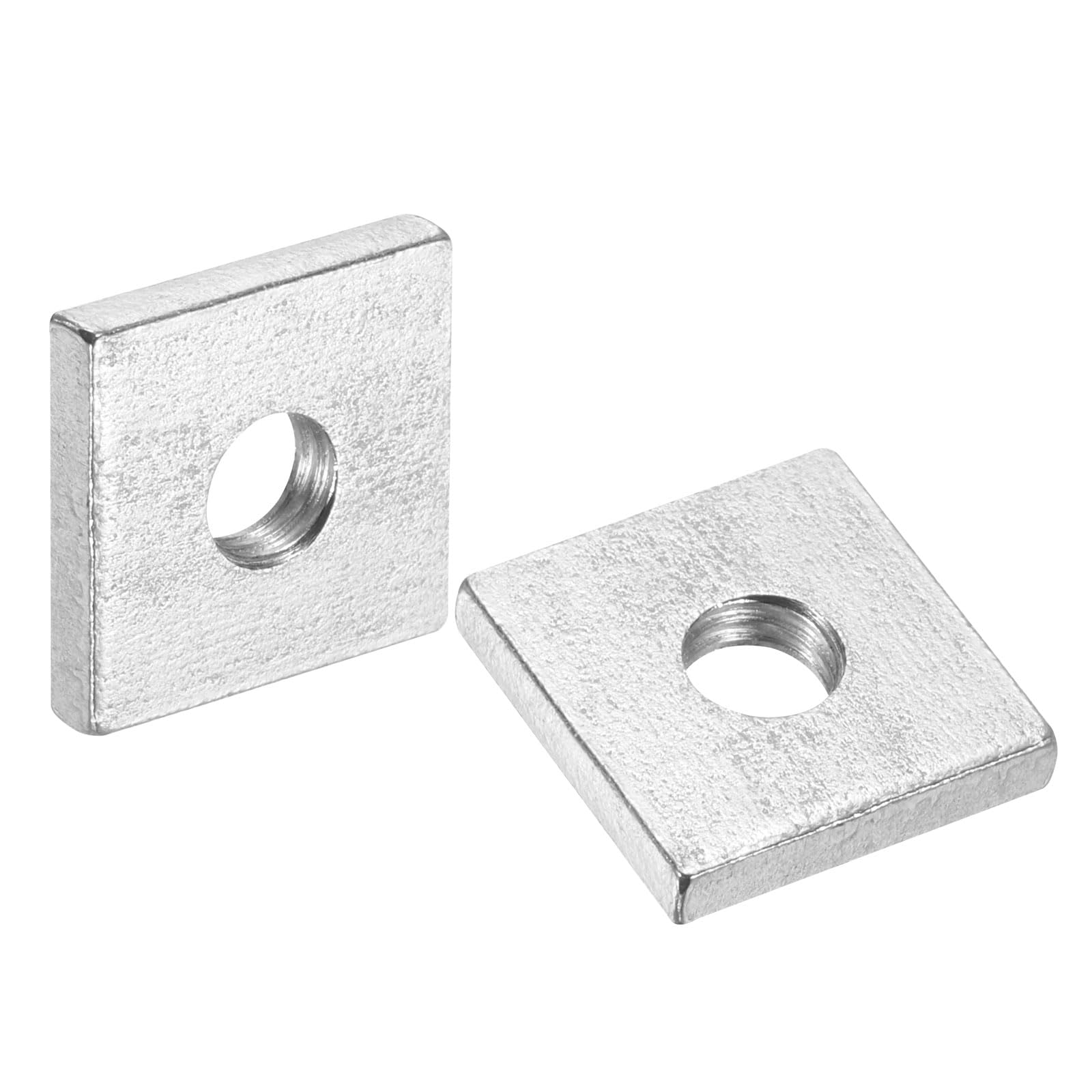 uxcell 200 tuercas cuadradas M6 x 16 mm x 3 mm, acero al carbono, chapado en zinc, tuercas cuadradas de rosca gruesa para reparaciones del hogar e ingeniería profesional, color plateado