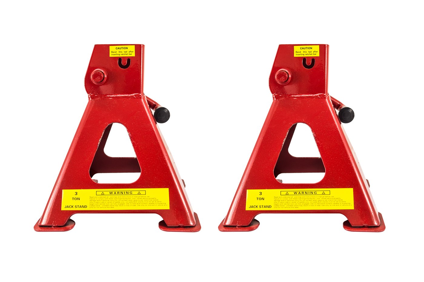 YASTA Coppia Cavalletti Auto e Moto 3 Tonnellate - Doppio Blocco con Perno di Sicurezza e Catena - Altezza Regolabile 9 Livelli - Set due Pezzi per SUV, Furgoni, Officina e Cambio Gomme