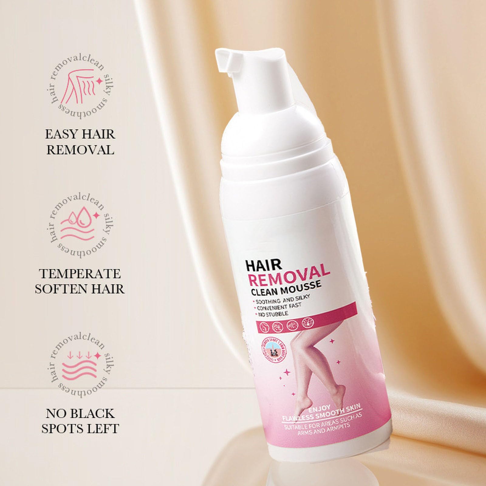 Delicata mousse depilatoria, crema per corpo, gambe e ascelle (5 pezzi) | Texture leggera per braccia e ascelle, facile da applicare uniformemente per una sensazione di pelle liscia ogni giorno