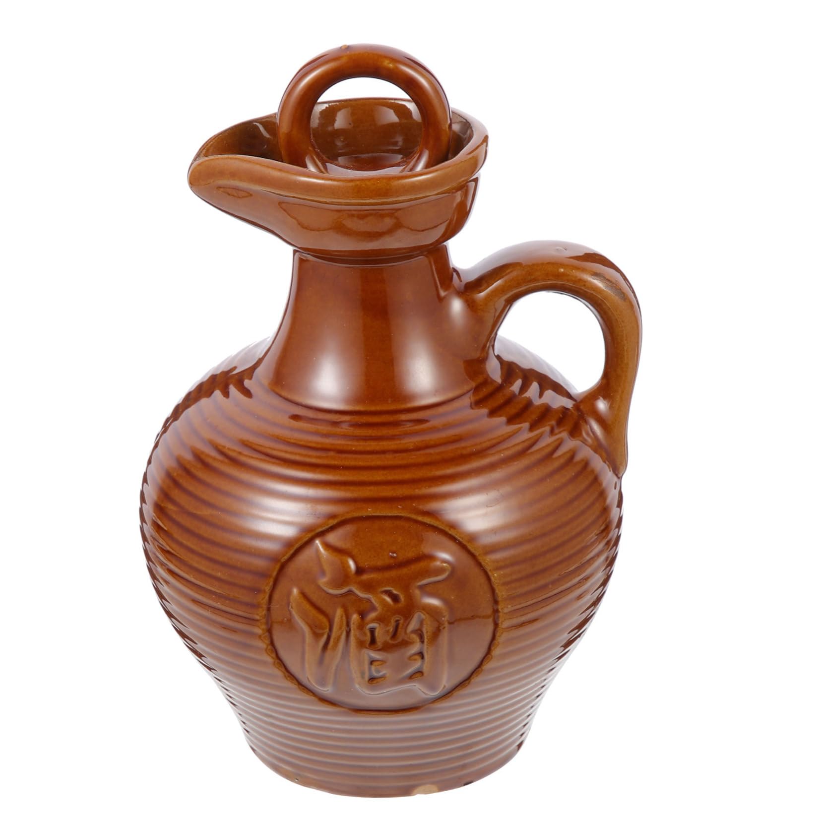 Récipient à vin en céramique marron POPETPOP 500ml avec anse lisse