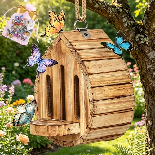Butterfly House Butterfly House With Puddler Teardrop-Shaped Natural Butterfly Habitat With Butterfly Puddler For Outside Butterflies Moths - Backdoor Easy To Clean (1PC)