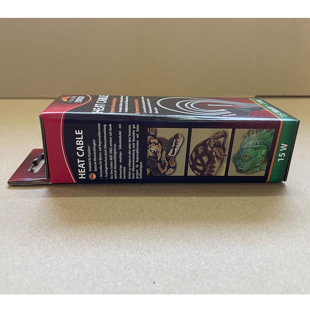 Terra Exotica Heizkabel - 15 Watt / 3 m Heat Cable - Bodenheizung für Terrarien - Terrarium Heizung - Silikonheizkabel für optimale Wärmeleitfähigkeit