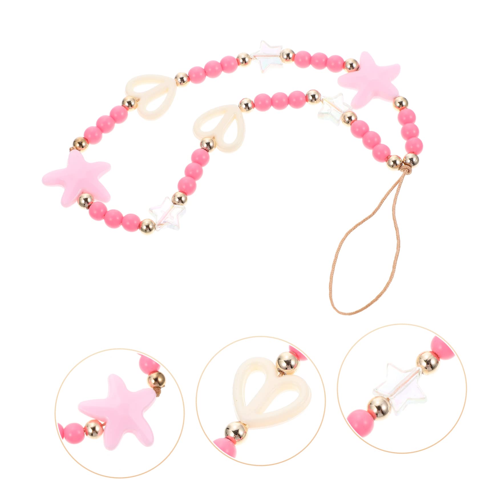 Gatuida 5pezzi Cinturino Per Telefono Con Perline Acriliche Forma Di Cuore Laccetto Antifurto Per Smartphone e Accessori Cinghia Resistente e Leggera Per Donne e Ragazze Stile Elegante