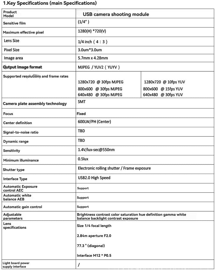 5PCS 100 Degree Camera Module 1MP OV9732 1280x720 30fps USB Camera Module Drive Free for WinXP/7/8/10 with 60cm Cable
