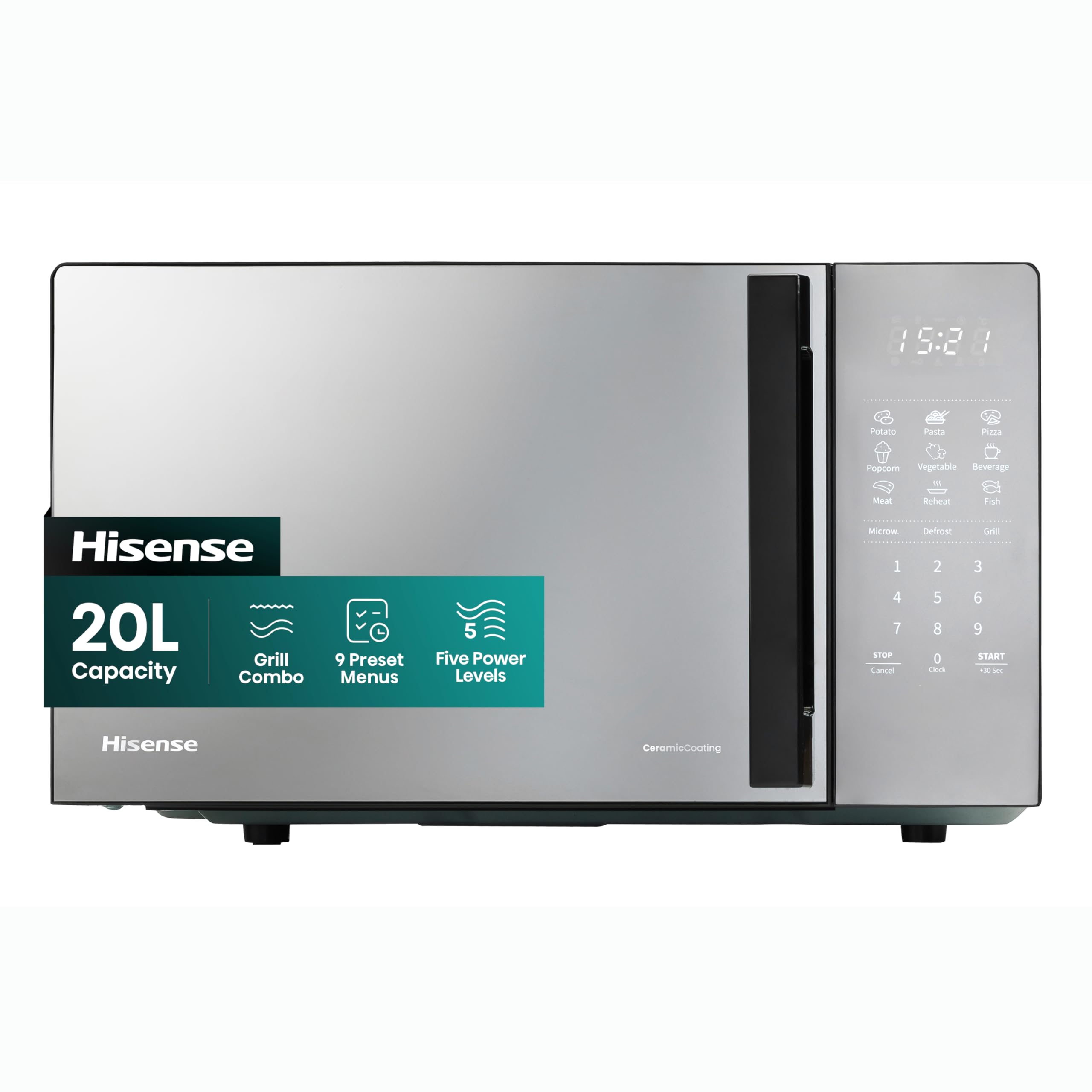 Hisense H23MOBSD1HUK 23 Litre 800W electronic Microwave with Auto Defrost, Digital Display, Smart Cook, Multi level cooking and Easy Clean- Black — view 19