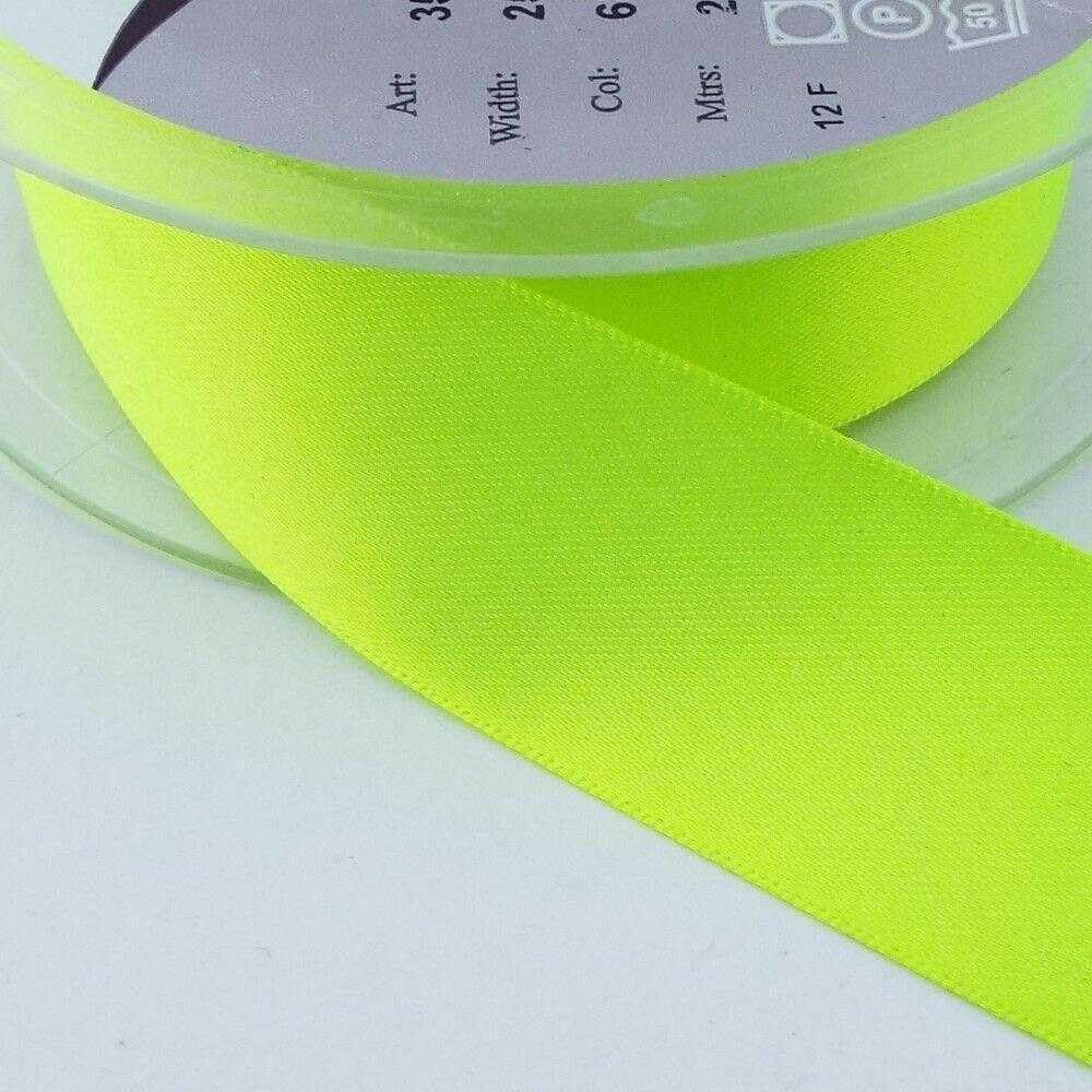 Fluorescent Satin Ribbon Neon 104D, Neon Yellow Florescent, 5mm 8m
