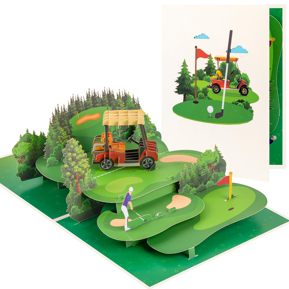 CNLITIHEKA Golf Pop Up Birthday Card for Men, Golf Fathers Day Pop Up Card for Dad, Husband, Grandpa, Golfers, Includes Envelope.