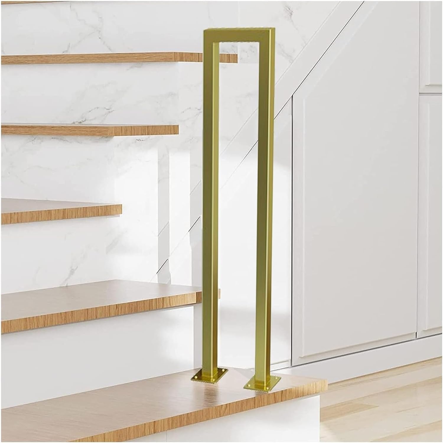 Fkxsxaz Girls Gold U Stair Railing Deck Balusters U/M Shaped Staircase Handrail For Loft Platform, Hotel And Home Villas, Children Seniors Safety Hand Rail Support Rod Balconies Hall,-55Cm/21.6 I