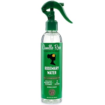 Camille Rose Rosemary Water, Daily Hair Strengthening Mist Hydrating Refresher Spray with Rosemary Oil, Peppermint & Aloe Vera, 8 Oz Ea