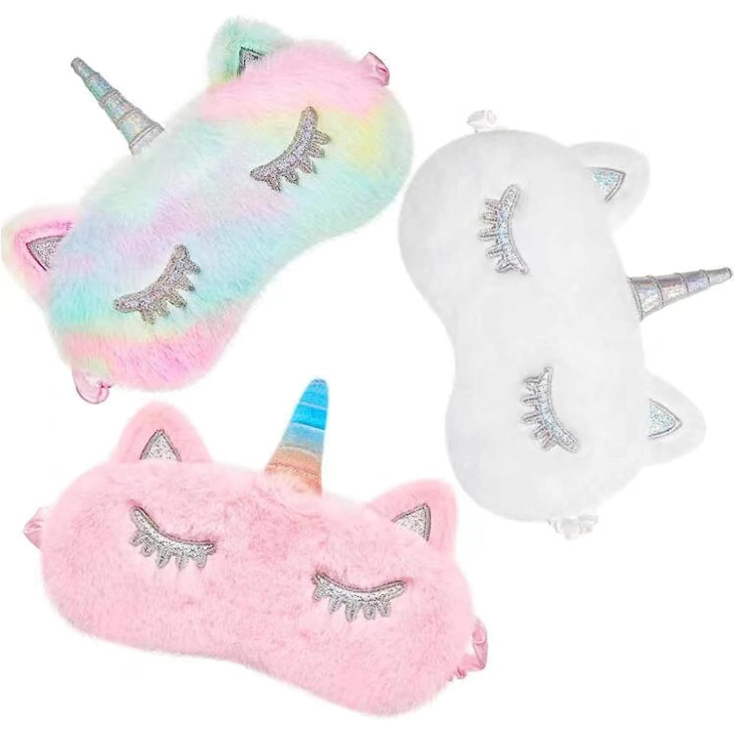 X spring Unicorn Eye Mask, 3 Pack Plush Sleeping Eye Cover, Soft Cute Animal Sleep Mask, Funny Blackout Kids Sleeping Mask, Kids Eye Mask for Women Children, Girls, and Adult Travel Pajama Party