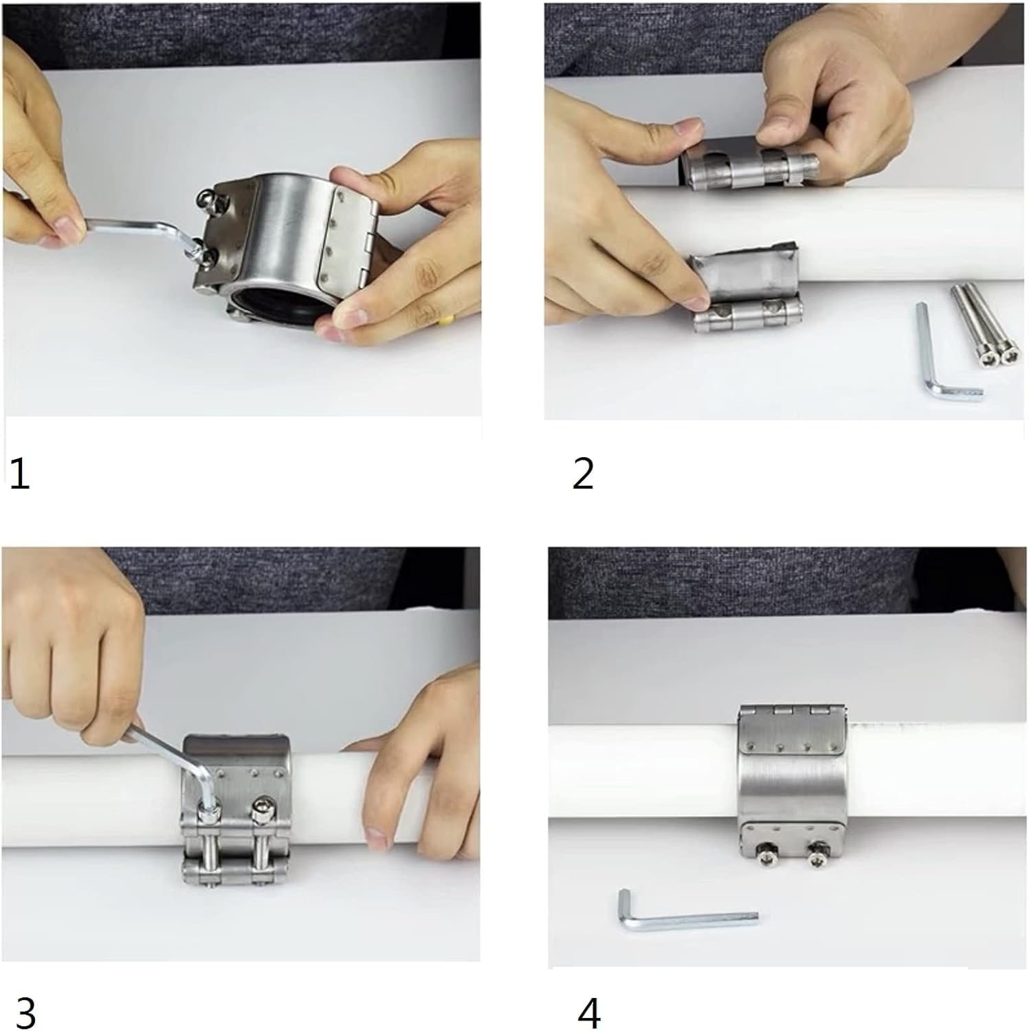 Clips de tuyau, colliers de serrage, collier de réparation de tuyau, scellant de fuite, kit de réparation d'urgence pour plastique et métal (diamètre extérieur : 40-45 mm)