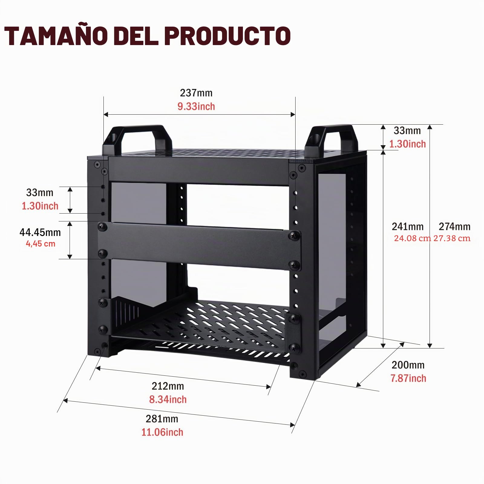 GeeekPi Gabinete de servidor 4U, rack de red de 10 pulgadas para servidores, red, equipo A/V, gabinete de montaje en rack DeskPi RackMate T0 (negro)