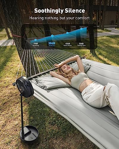 7200Mah Battery Powered Oscillating Fan, 8" Rechargeable Foldaway Fan, 12H Working Time, Height Adjustment, 4 Speeds, Remote Control, Portable Standing Fan For Rv, Travel, Camping, Desk, Home, Outdoor #TOP3