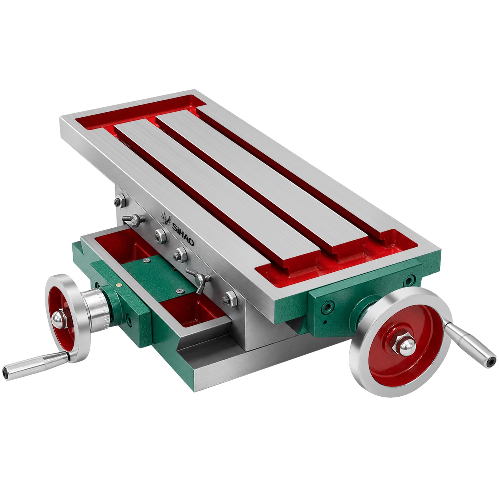 Carro transversal de precisión de 2 ejes de 450 x 170 mm – 4 vías de movimiento (X/Y) banco de fresado para taladros y CNC, dispositivo de posicionamiento de alta resistencia con ruedas manuales y