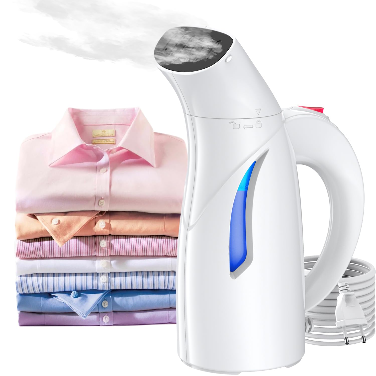 Onherm Plancha Vertical Vapor,140ML Cepillo de Vapor,Plancha Vapor 15 Minutos de Planchado Continuo de Ropa,Eliminación Rápida de Arrugas,Ideal Para Viajes,Hogar y Oficina