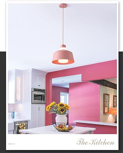 Miniatura 6 de ANYLOVE Macaron - Lámpara colgante de isla de cocina, lámparas colgantes rosas de 11 pulgadas con pantalla de vidrio esmerilado, altura ajustable,