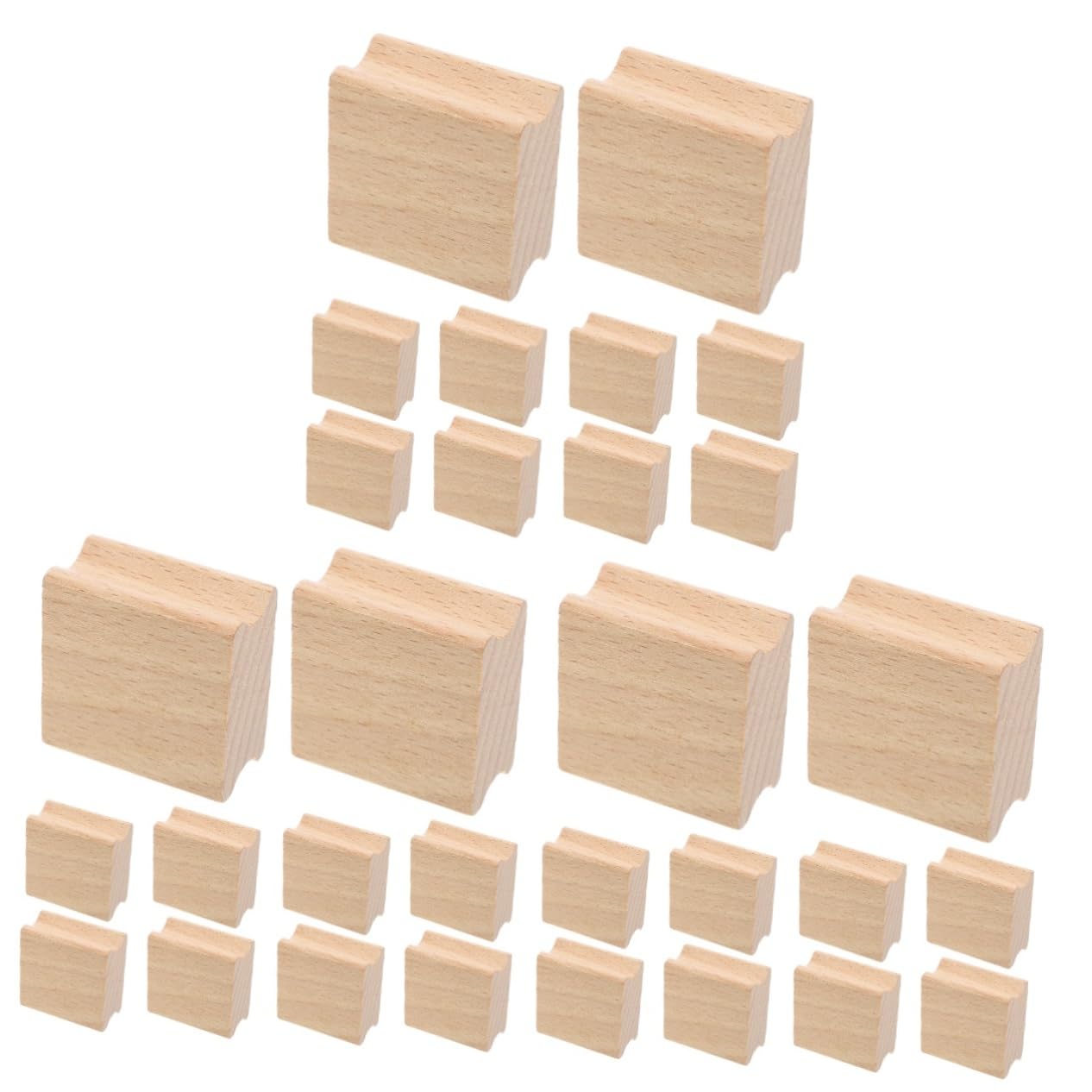 Angoily 30 Piezas Sellos de Madera Diy para Accesorios para Manualidades Sellos de Haya Bordes Redondeados para Decoración y Scrapbooking