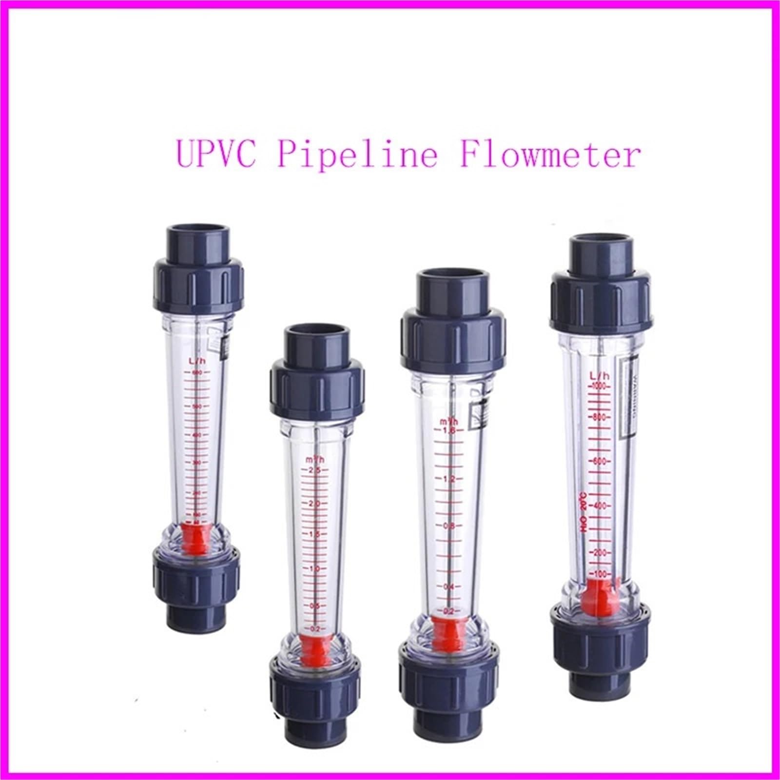 Medidor de flujo de agua líquida rotámetro rotermetro tubería UPVC 1 Uds | Caudalímetro de flotador de plástico(DN32(0.6-6 KG))
