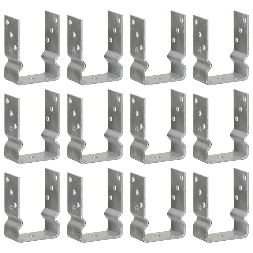 12 anclajes para valla en U, 10 x 6 x 15 cm, de acero galvanizado en caliente, para vallas de jardín y fijación a postes