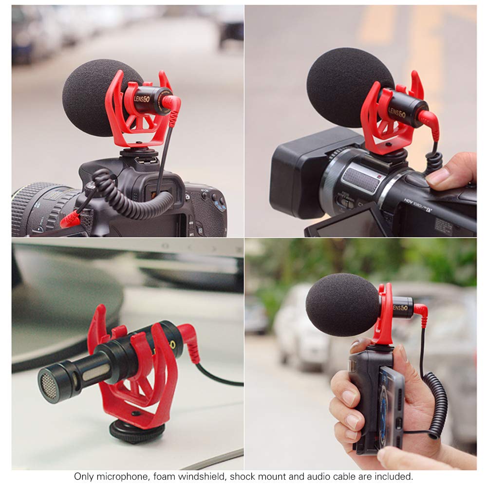 Docooler LENSGO LYM-DMM1 Micrófono de Condensador direccional cardioide Micrófono de Video Universal con Parabrisas de Esponja a Prueba de Golpes para Canon Nikon Sony DSLR/ILDC Grabadores de Video