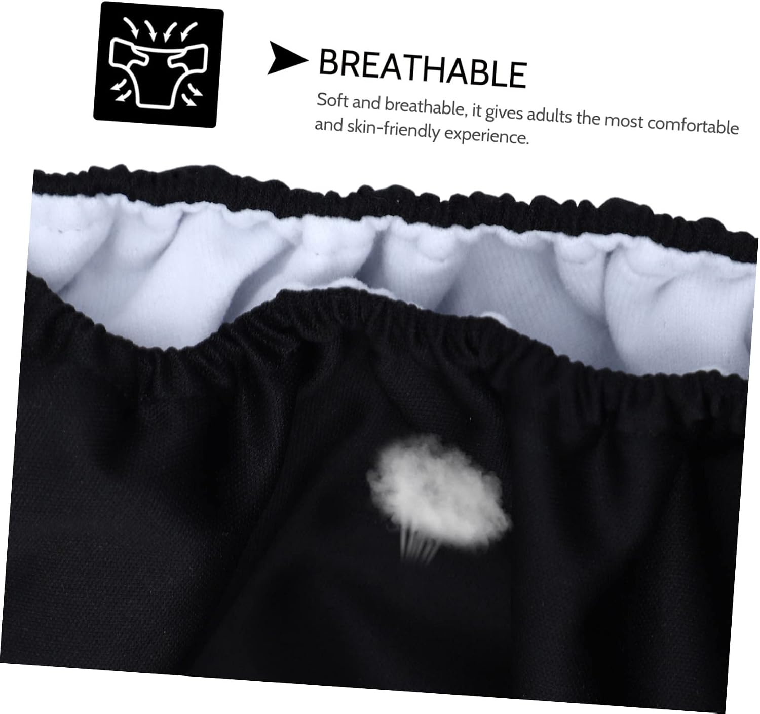 GARVALON 1pc Cloth Diaper for Adults and Elderly Reusable Tape Design for Incontinence and Comfort Black