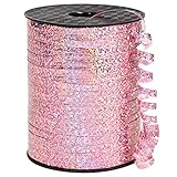 PartyWoo Pink Ribbon, 500 Yard Curling Ribbon for Crafts, Balloon Ribbon, Iridescent Crimped Ribbon,