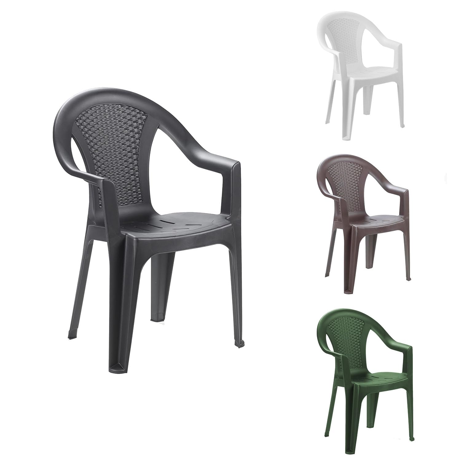 Stapelstuhl Gartenstuhl Gartenstuhl Bistrostuhl Gartensessel stapelbar Rattan-Optik Balkonmöbel Gartenmöbel Anthrazit, Farben:Anthrazit, Mengen:1 Stück