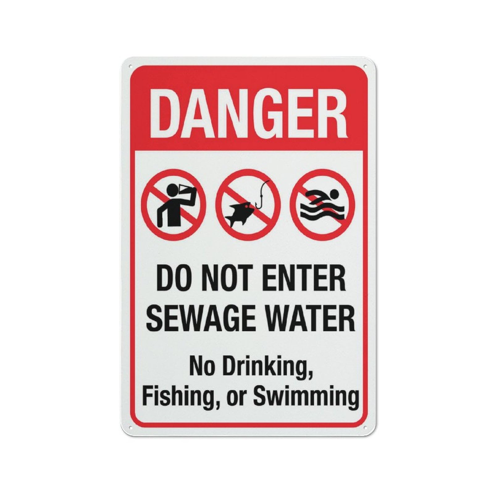 peiyeety Danger DoEnter Sewage Sign Outdoor Signs Aluminum 12X8 Inch Uv Ink Printed for House and Business