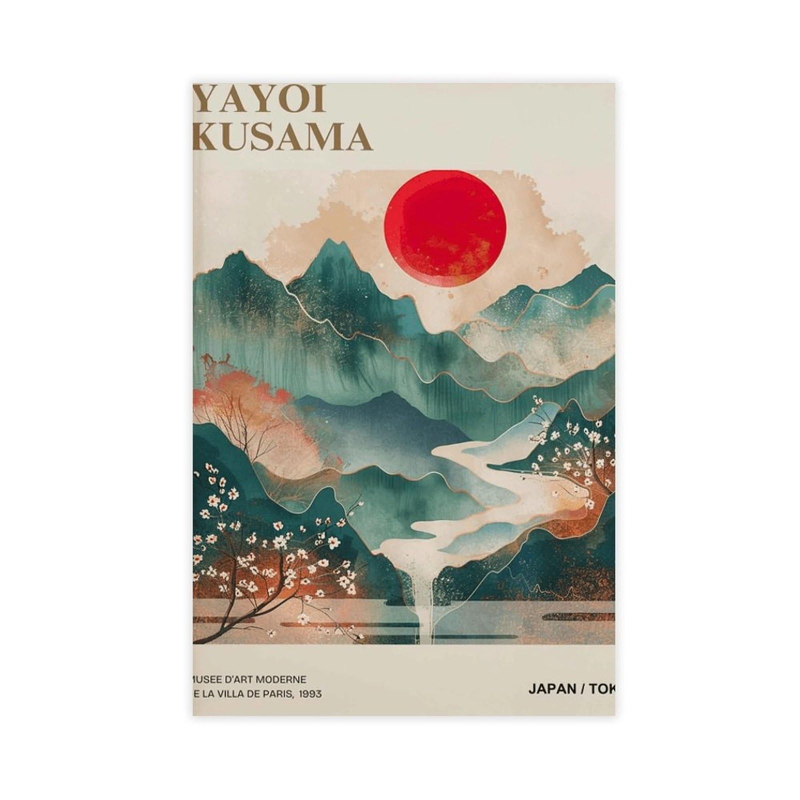 Wjwart Yayoi Kusama Print Japanese Grasslands Poster Mountains Canvas Poster Wall Art Print Picture Paintings 12X18inch(30X45cm)