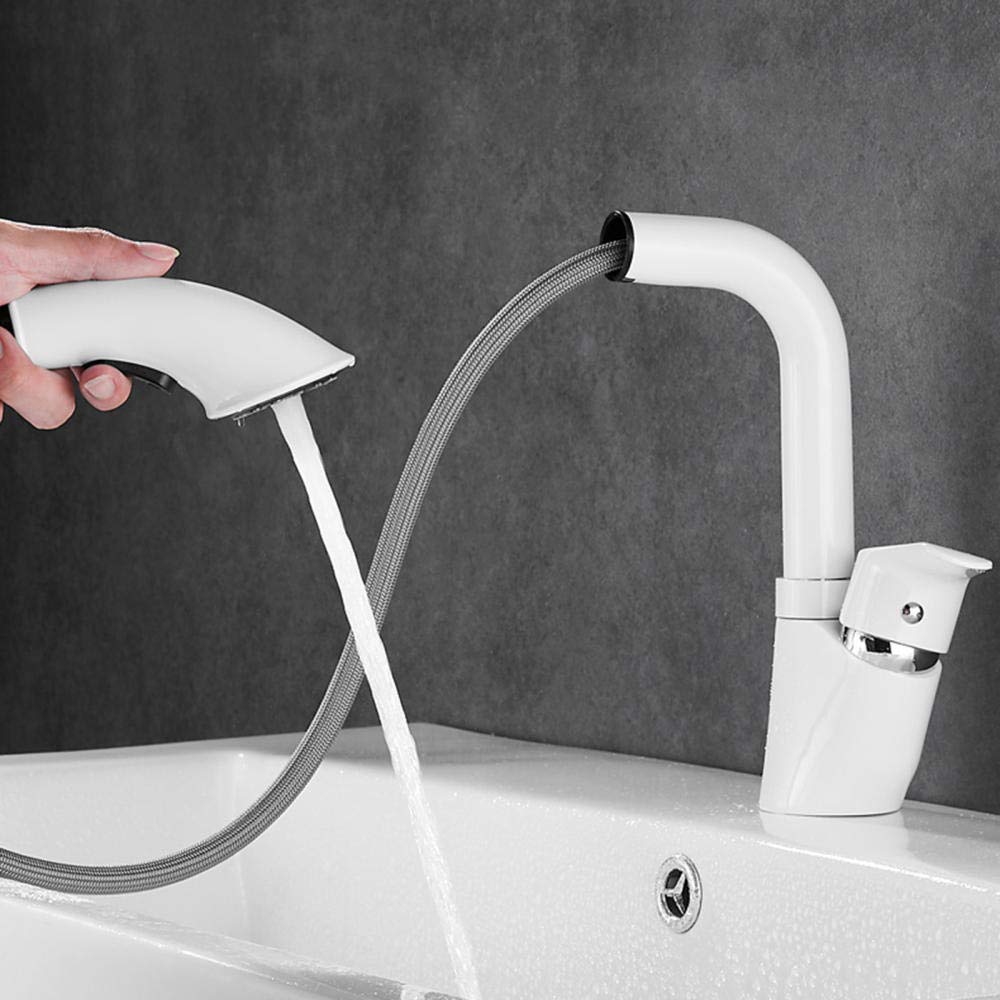 Robinet de salle de bain rétractable à levage blanc pour simplifier votre routine