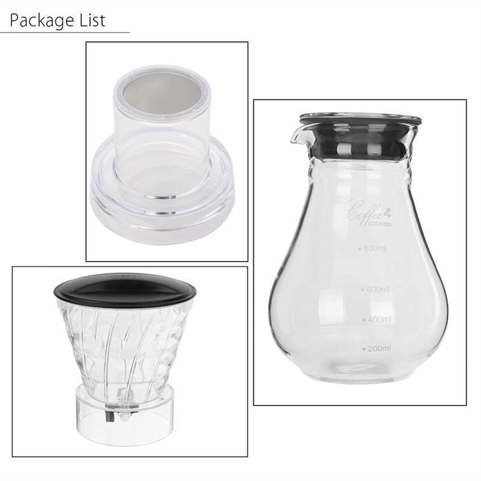 Bollitore per Caffè Caffettiera Vetro Acqua Fredda e Ghiacciata Macchina for caffè americano Pentola for caffè Macchina for il caffè Bollitore for caffè Perfetto for gli amanti del caffè 800 ml Caffet