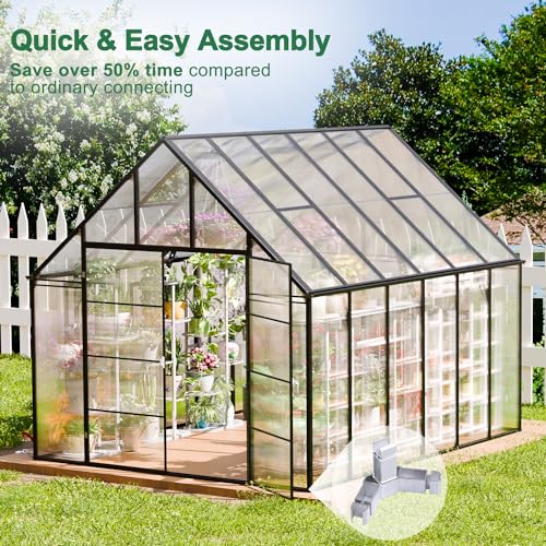 Wacasa YZNEW-Y8L025-GH 12.4X10.2 Ft Polycarbonate Greenhouse thumb #2