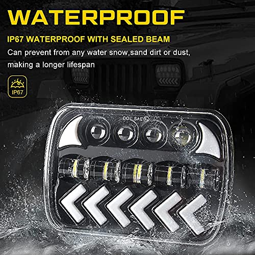 Maimiao HEADLIGHTS-ARROW TURN LIGHT H6054 Led Headlights 5X7 7X6 150W Dot 500% Bright Anti-Glare Headlamp Drl Turn Signal Hi/Low Sealed Beam For Jeep Cherokee Xj Wrangler Yj Ford Chevy Gmc Nissan thumb #5