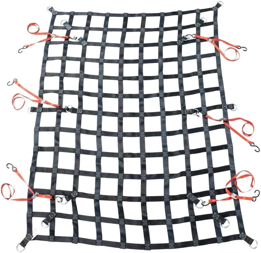 Mytee Products 6' x 8' Heavy Duty Cargo Net for Pickup Truck Bed with D Rings Tie Down Fittings - Durable Truck Bed Cargo Net with 6 Cam Buckle Tie Down Straps for Adjusment