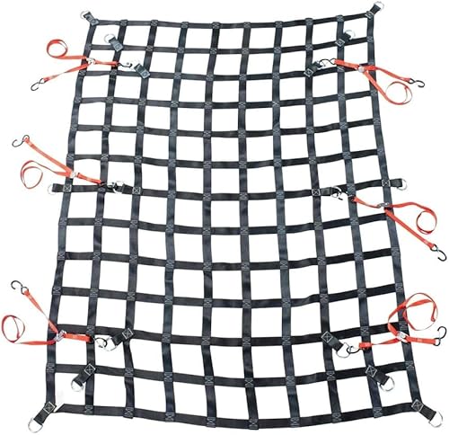 Mytee Products - Red de carga resistente de 6' x 8' para cama de camioneta con anillos en D y accesorios de sujeción - Resistente red de carga para