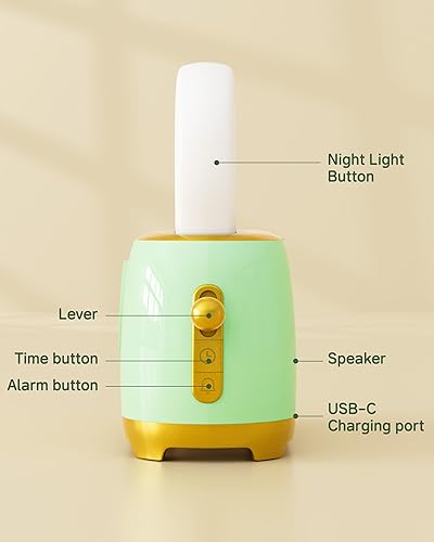 Miniatura 9 de Reloj despertador para niños, lindo reloj despertador con luz nocturna para dormitorios, atenuación recargable, pequeño reloj de escritorio LED con