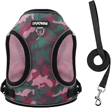 LOS ANDES Small Dog Cat Harness and Leash Set Breathable Mesh Harness with Camouflage Pattern Adjustable Size XS/S/M for Puppies and Small Animals