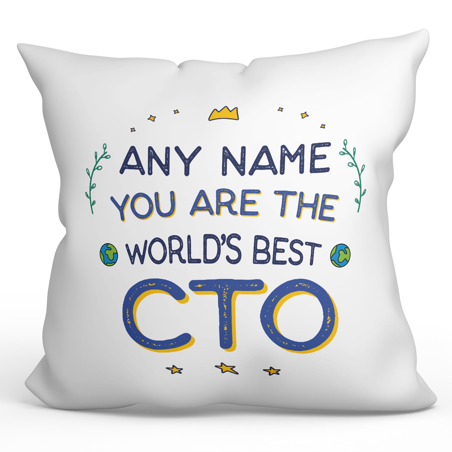 MUGFFINS Personalised Cushion for CTO Padding included - in English - World's Best - Funny custom gift - Pillow: cover and filling 15.7x15.7 inches — image 1